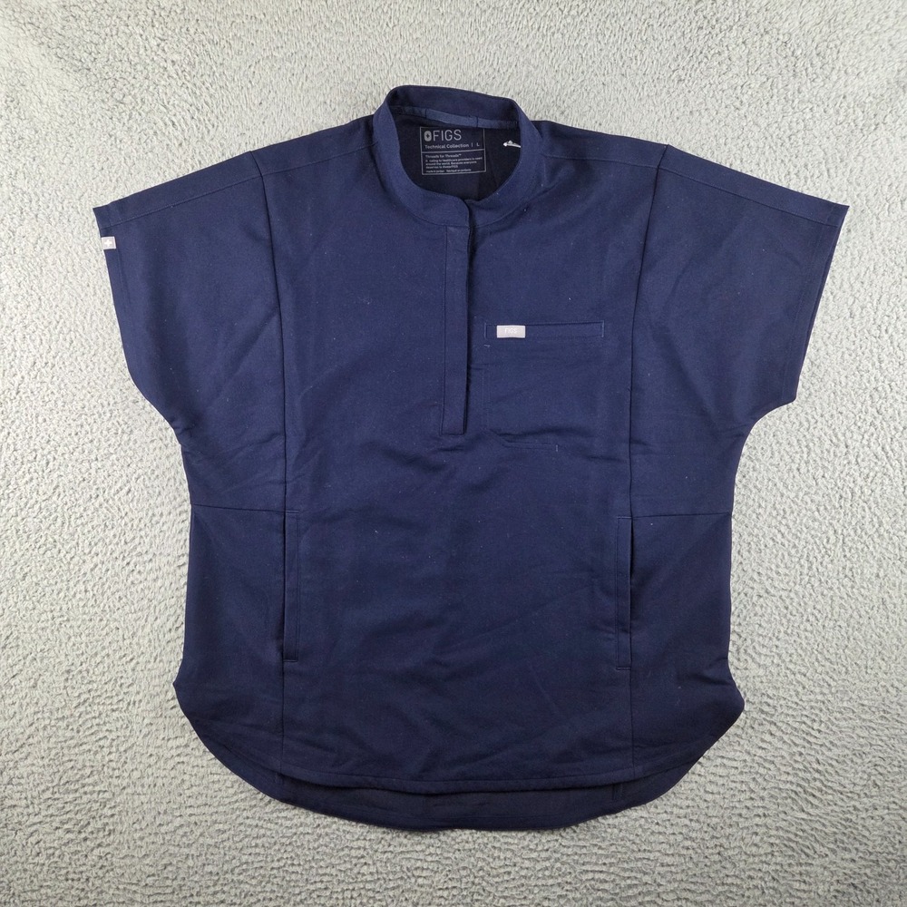 FIGS Women's Montex Mock Neck Scrub Top Navy Size L - NEW